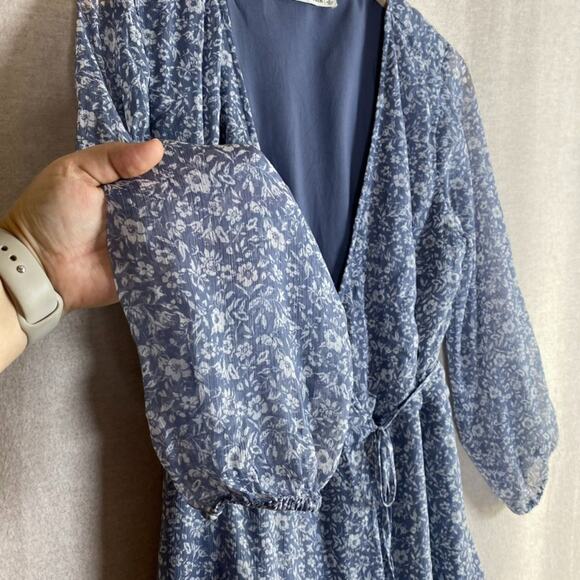 Abercrombie & Fitch Womens Chiffon Mini Wrap Dress Size L Micro Floral Feminine - Picture 5 of 13